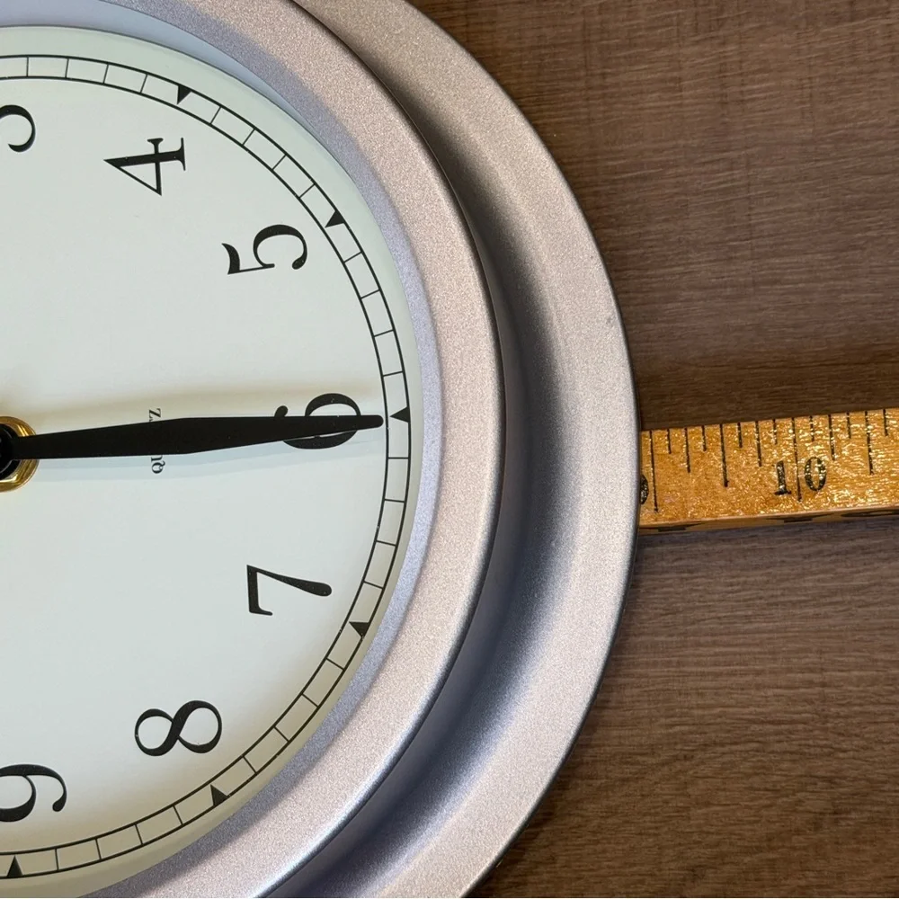Vintage 90's IKEA Minimalist Brushed Metal Wall Clock Industrial Japanese Quartz